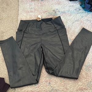 Dark gray High-Waisted Leggings shiny